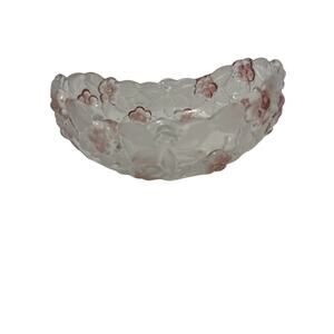 Mikasa Cut Crystal Rose Bowl Dusty Rose Embossed Accents Fruit Bowl 7" x &"